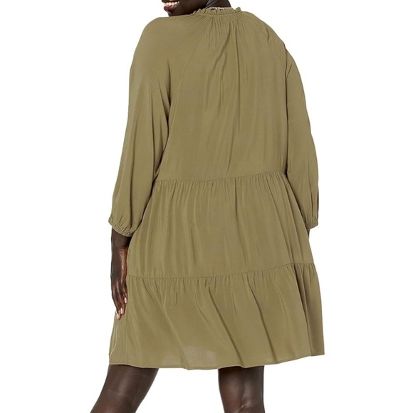 The Drop Womens Caralynmirand Ruffle-Neck Tiered Mini Dress Green - Picture 2 of 3